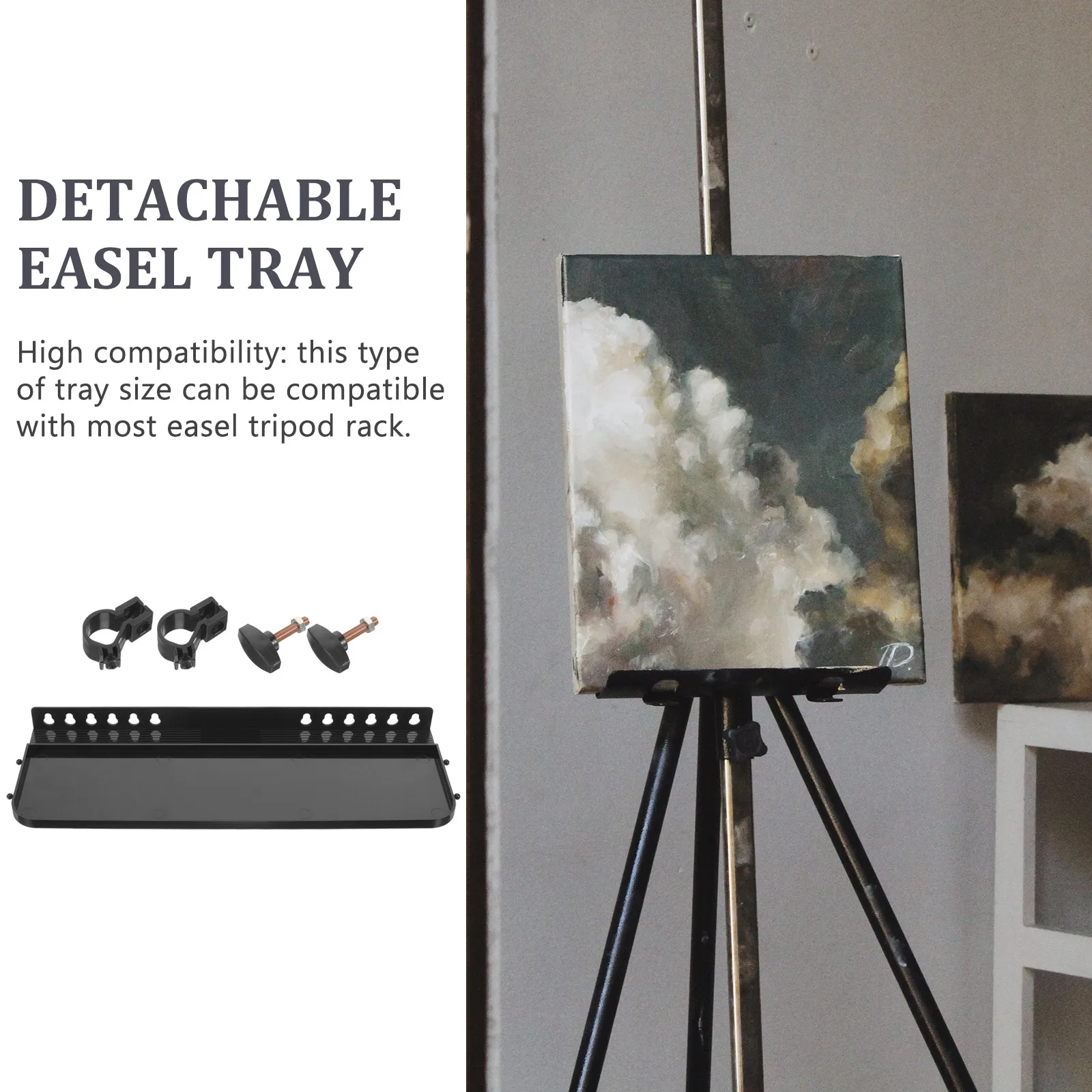 

Foldable Detachable Easel Tray Plastic Replacement Paints Tray Clip-on Easel Rack Attachment Storage Shelf for Painting Tools