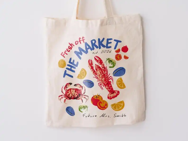 Fresh Off the Market Tote Bag Gift For Bride Fisherman Aesthetic Italian Summer Tomato Girl Bride Tote Bachelorette Bags Farmers
