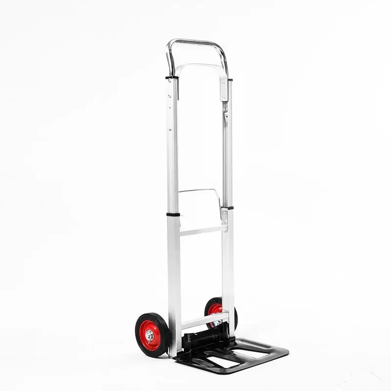 Aluminum Foldable Hand Truck, 220 Lbs Capacity, 6-Inch Wheels, Lightweight Folding Hand Cart for Moving Boxes, Luggage and Supplies
