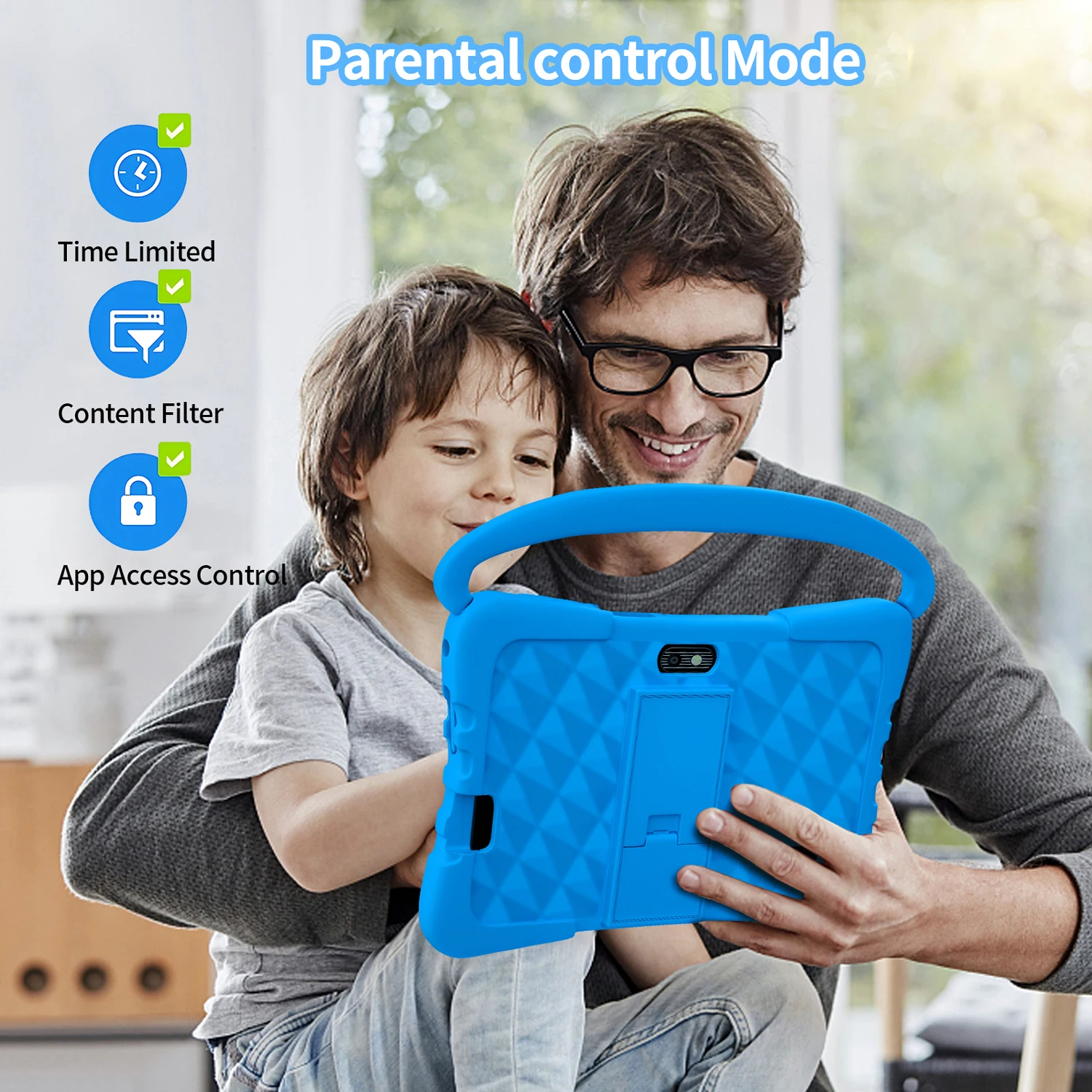 7 Polegada criança tablet android 13 quad core 4gb ram 64gb rom 4000mah wifi bluetooth presente das crianças software com capa de silicone