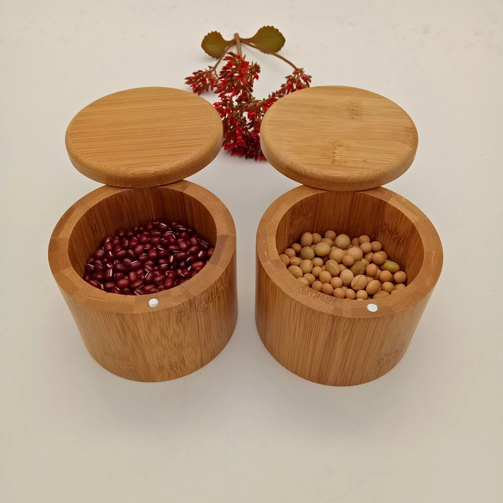 

EcoFriendly Bamboo Seasoning Box With Lid Durable Kitchen Organizer Spice Jar Condiment Container For Salt Pepper Sugar