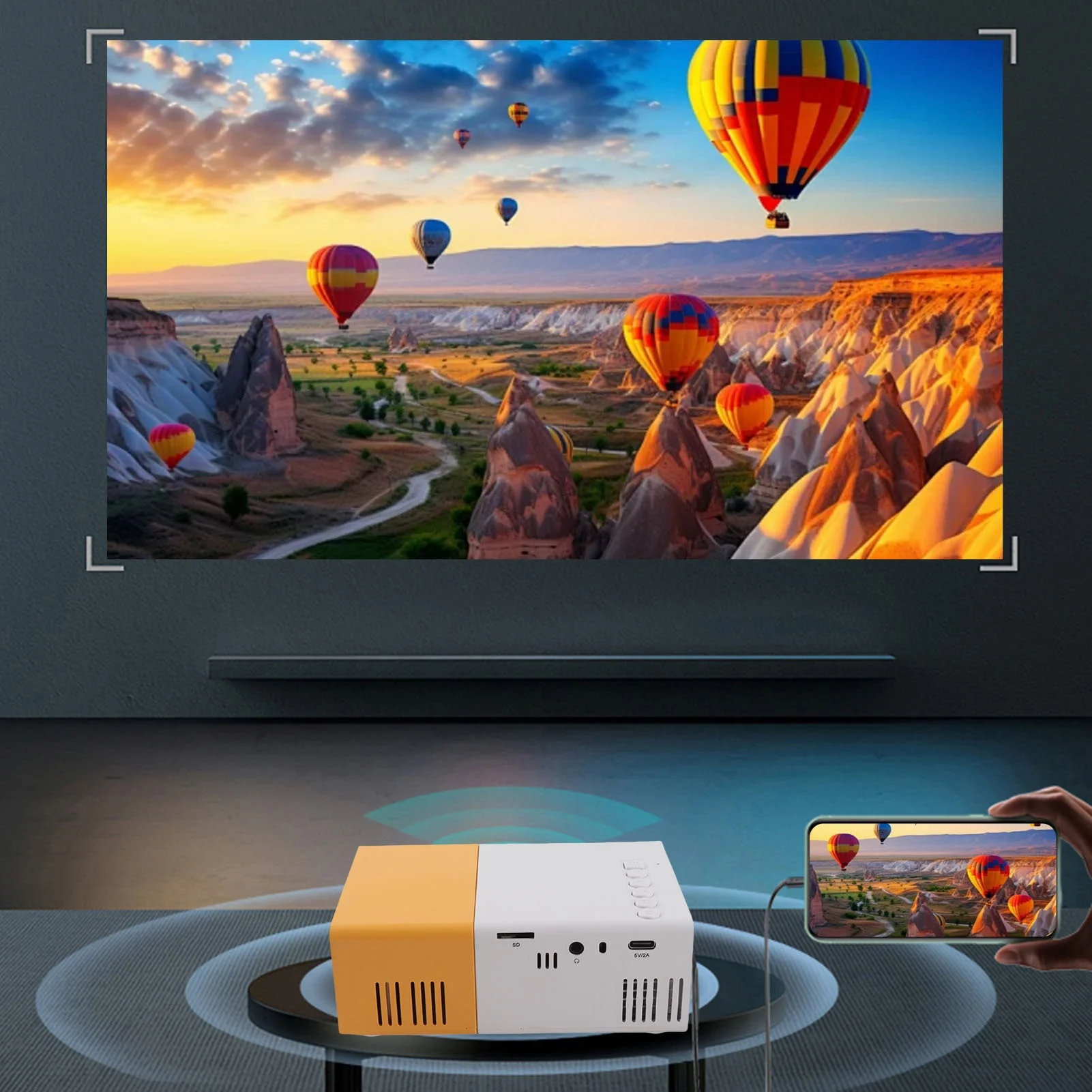 Outdoor Projector Small Projector 1080P Portable 100ANSI 1000LM Brightness Manua