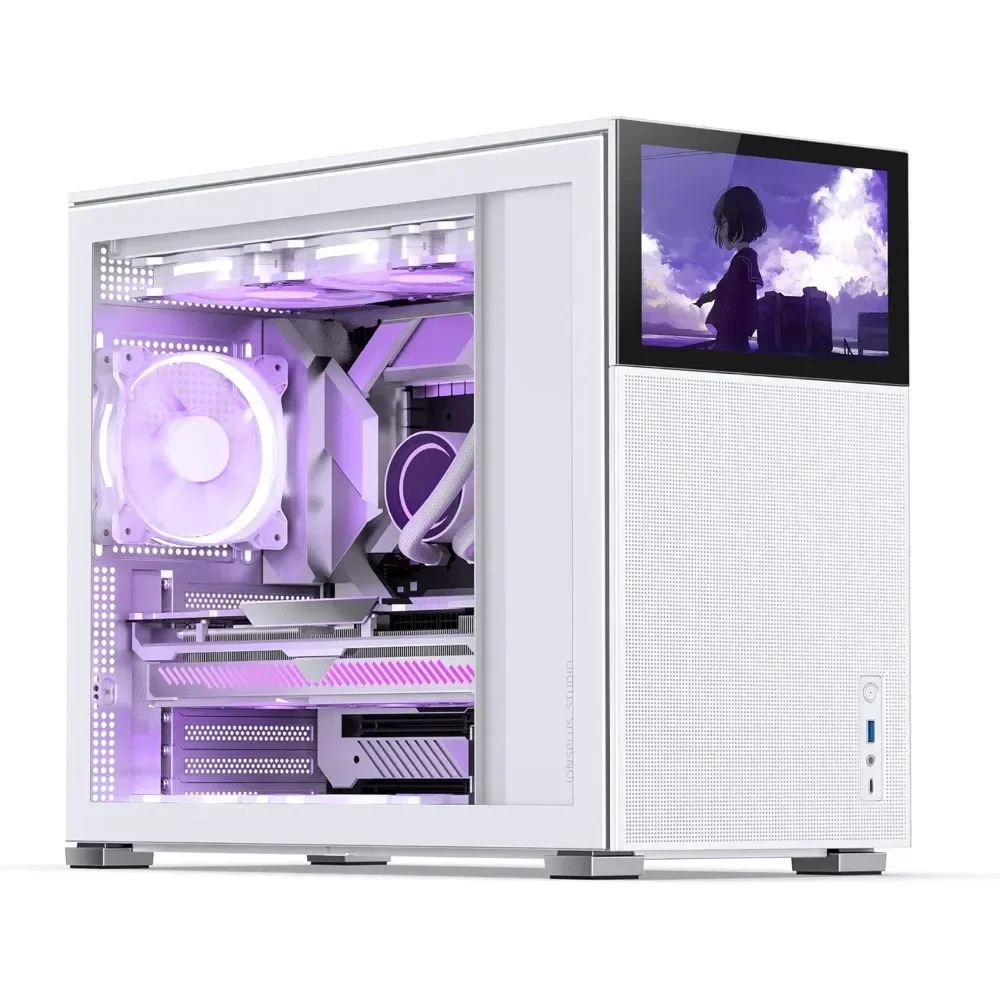 D41 MESH SC White ATX Computer Case with Screen,ATX PC Case/Support RTX 4090 GPU 360/280AIO