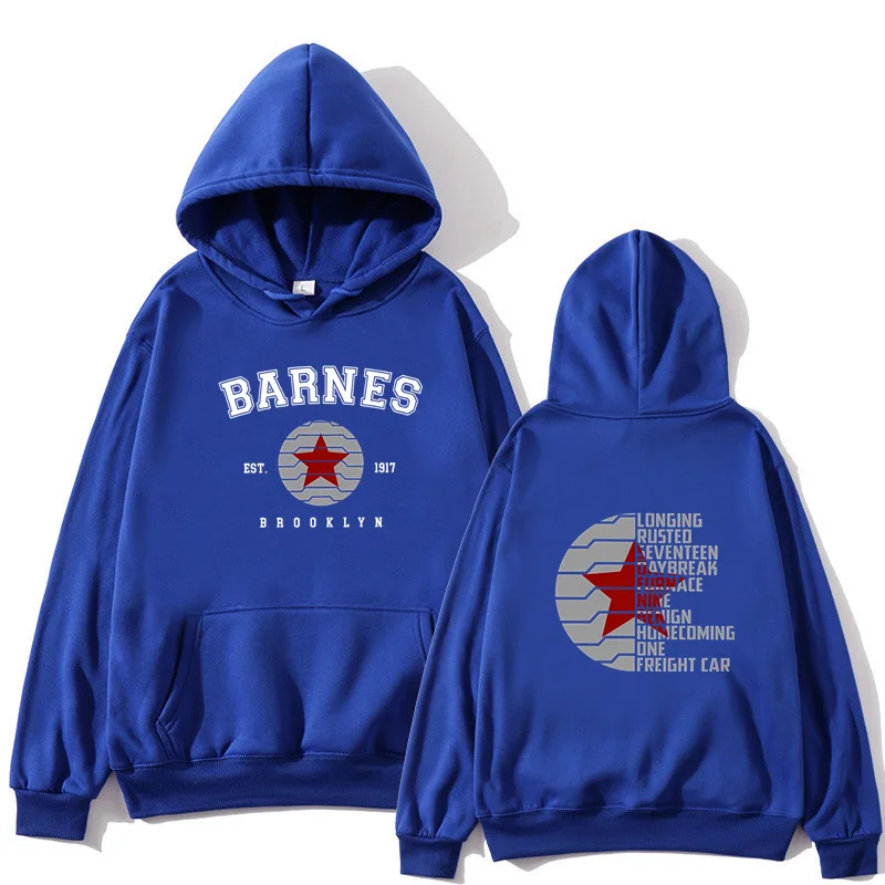 Herbst-Winter Retro Bucky Barnes 1917 Soldatenmode, vorne und hinten bedrucktes Muster, Sport- und Freizeit-Hoodie, Sweatshirt, Oberteil – Detail 4