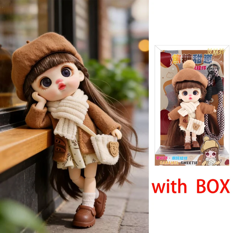 13cm Bjd Doll Trendy Collectible Toy Four Series Styles Changeable Outfit Phone Backpack Pendant Free Dopamine Color Lanyard Mul