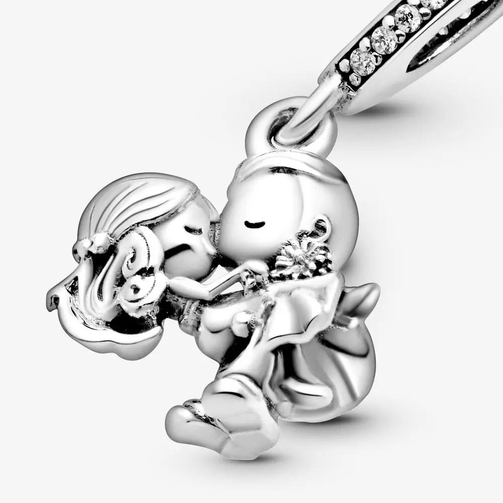 Couple Lovely Boys And Girls 925 Sterling Silver Pendant Charm DIY Dangle Bead Fit Original Pendant Bracelet Charm Jewelry Gift