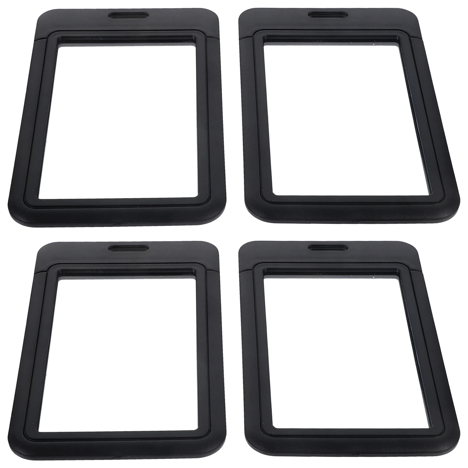 

4pcs Hard Plastic Id Badge Holder Visible Card Sleeve Reusable Card Protector For Id Credit Cards Postcards Lightweight