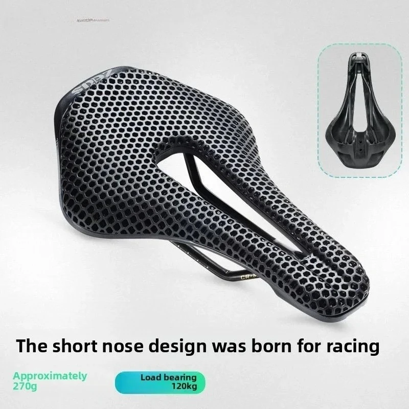 

3D Printed Breathable Bicycle Saddle Short Nose Racing Road Mountain Bike Seat Cushion