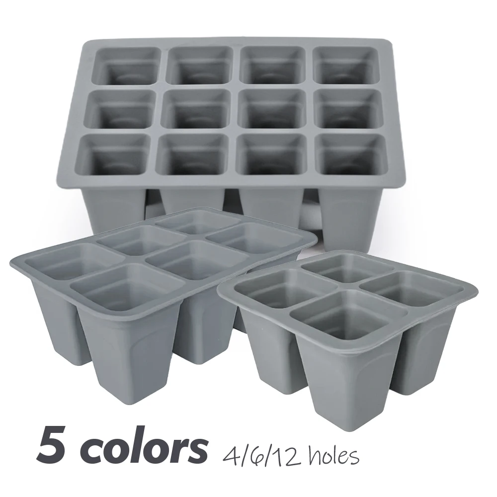 Silicone 4/6/12 Cell Vegetable Seed Starting Tray Greenhouse Nursery Seedling Germination Container Plants Propagation Grow Box