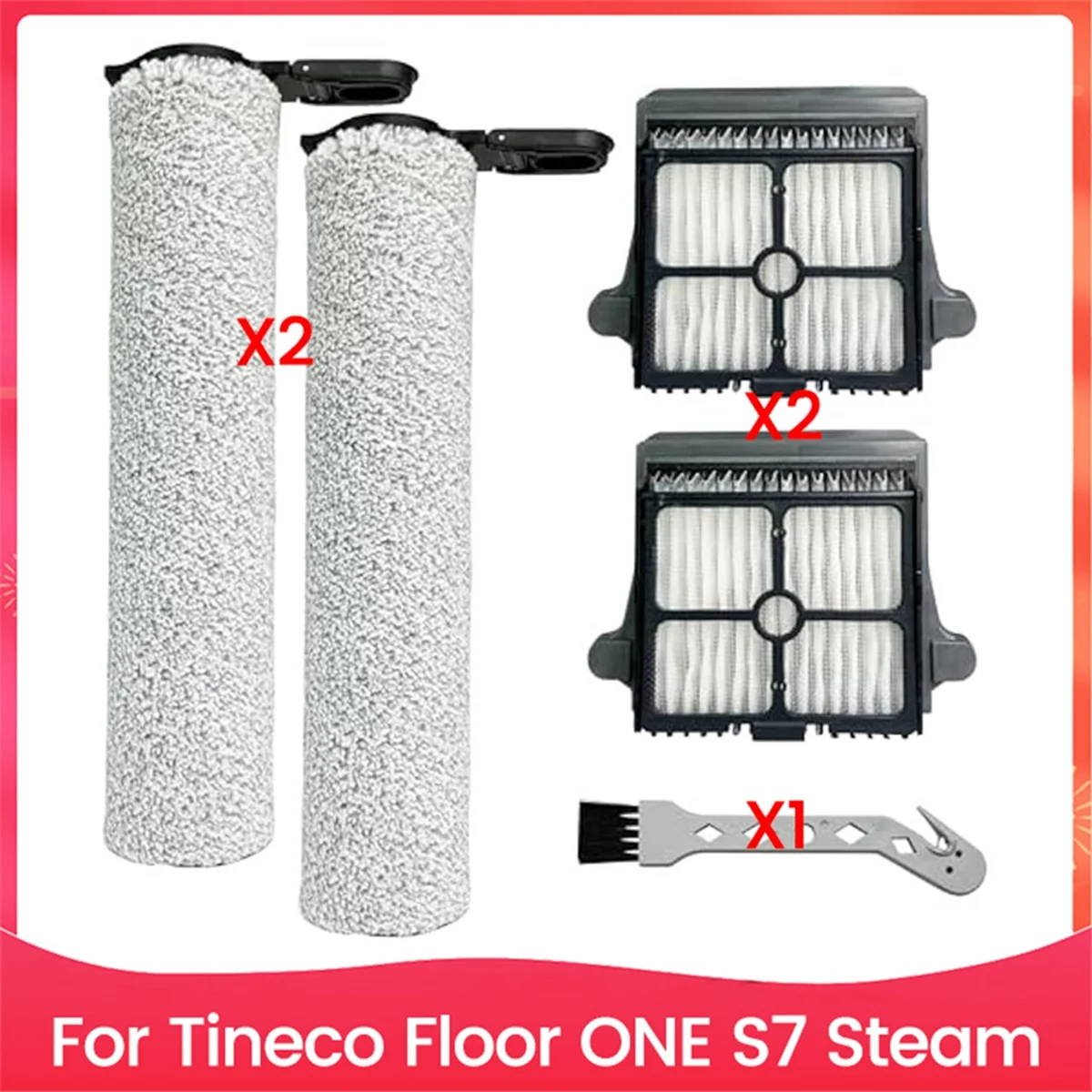 

S7 Steam Brush Rollers and Filters,Parts for Tineco Floor ONE S7 Steam Cordless Wet Dry Vacuum Steam Mop All-in-One