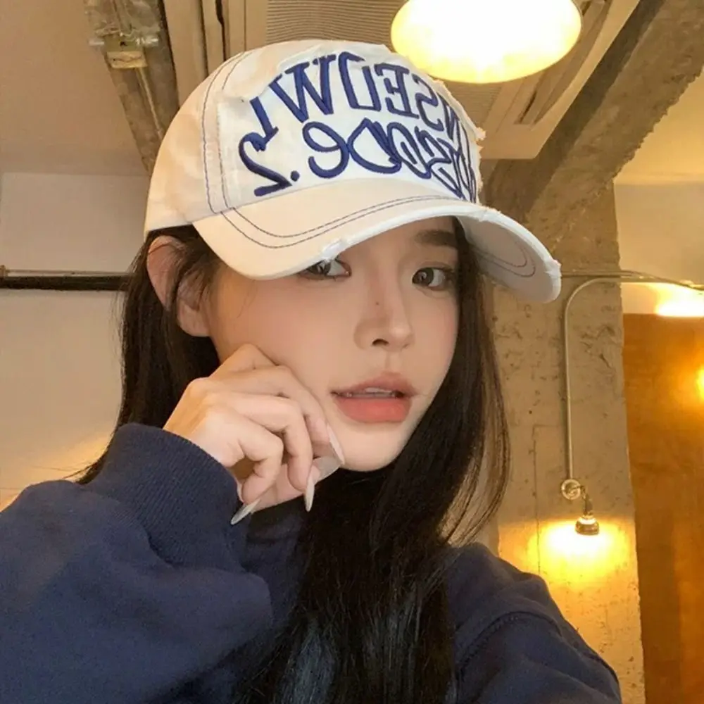 

Casual Embroidered Embroidery Letter Baseball Cap Simple Cotton Sun Hat Retro Fashion Peaked Cap Outdoor Sports