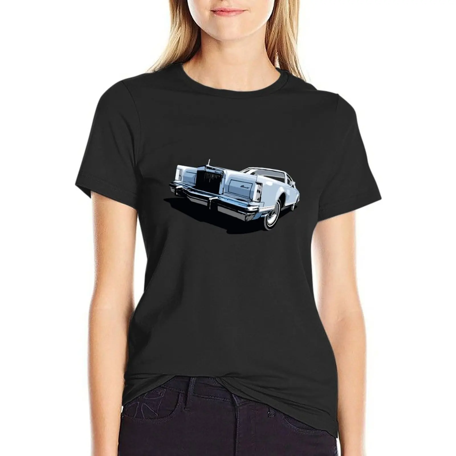 1970s Lincoln Continental in Light Blue T-Shirt funny lady clothes oversized t-shirt dress for Women plus size