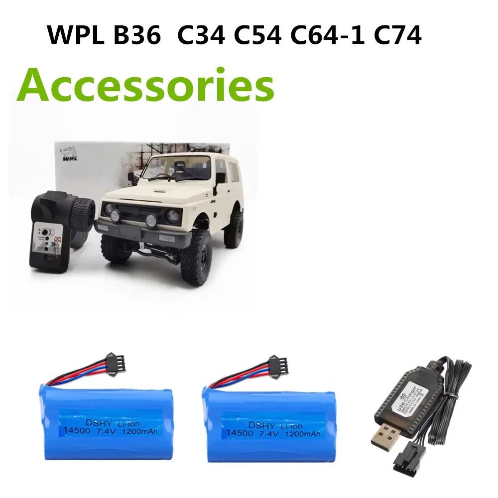 

14500 7.4v 1200mAh Battery Use For WPL B36 C34 C54 RC Car Battery C64-1 C74 Parts Battery SM-4P Plug