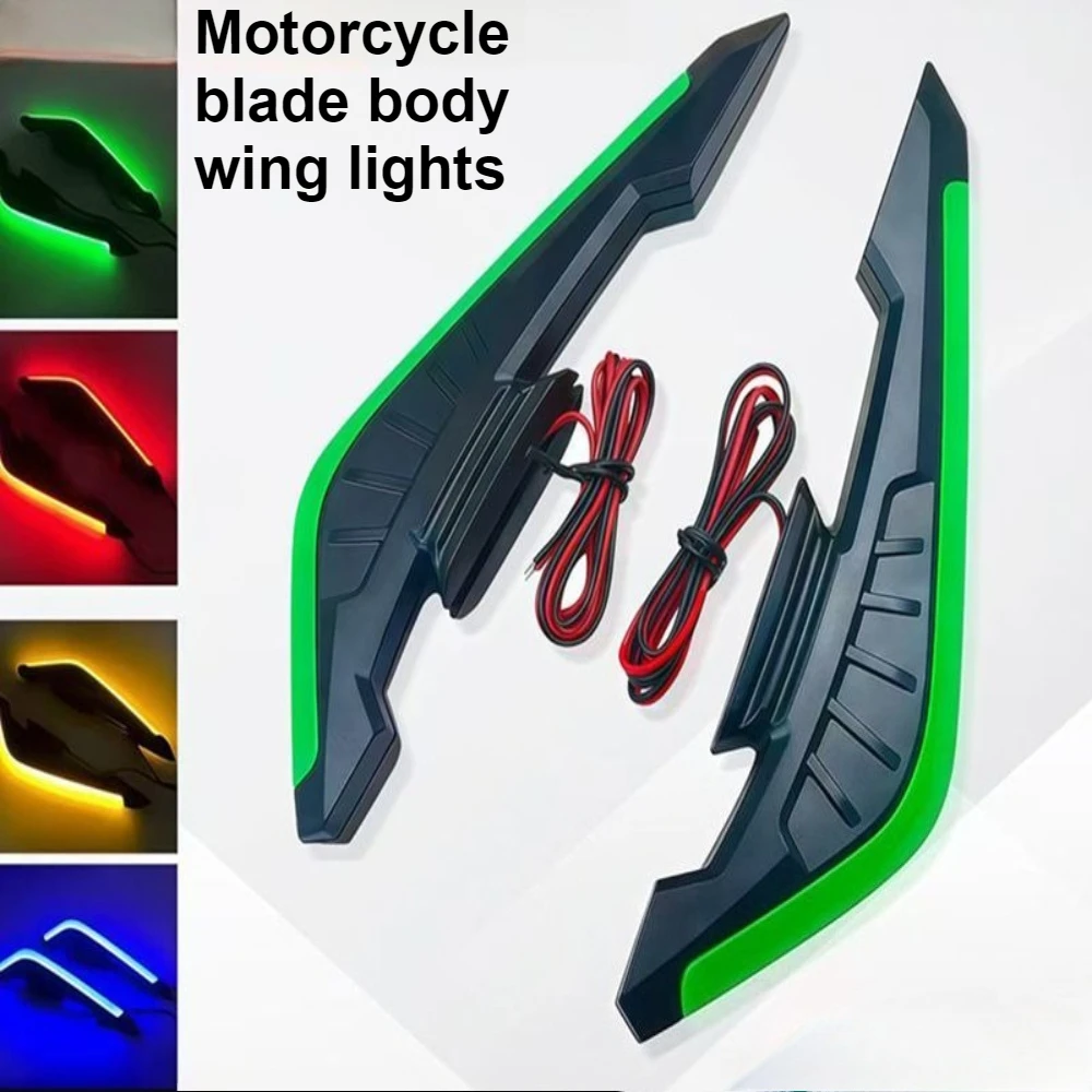 Universal Sport Motorcycle Side Wing LED Light Wind Blade Body Wing Lights 12V Spoiler Lamps Decorative Fit for Honda Ducati BMW