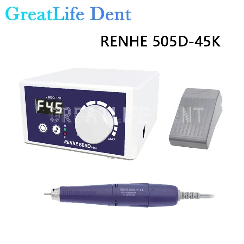 GreatLife Dent Renhe 505D 45K 90W 45000 obr/min polerowanie paznokci maszyna do frezarka do paznokci do pedicure\'u Manicure mikrosilnik szczotki