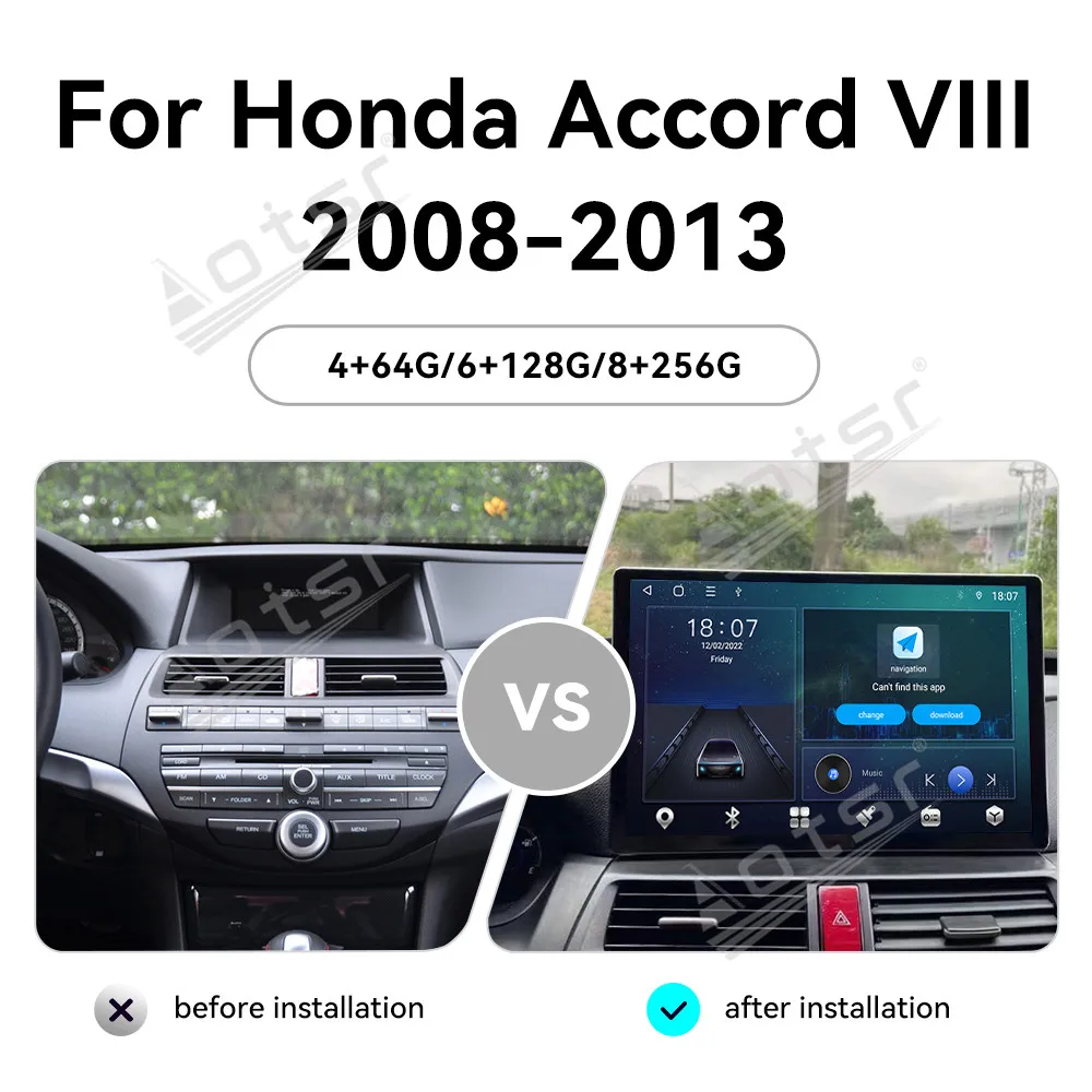 13.3 For Honda Accord VIII 2008-2013 Car Android Multimedia Player GPS Navigation Radio Stereo Head Unit Climate Touch Panel