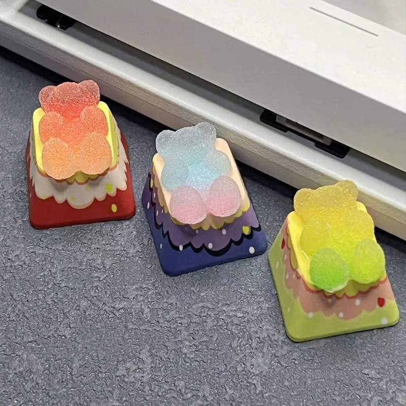 DIY Little Bear Keycap Backlit Cherry MX Cross Axis Mechanical Keyboard Keycap R4 ESC Handmade Customized Cute Bear Keycap