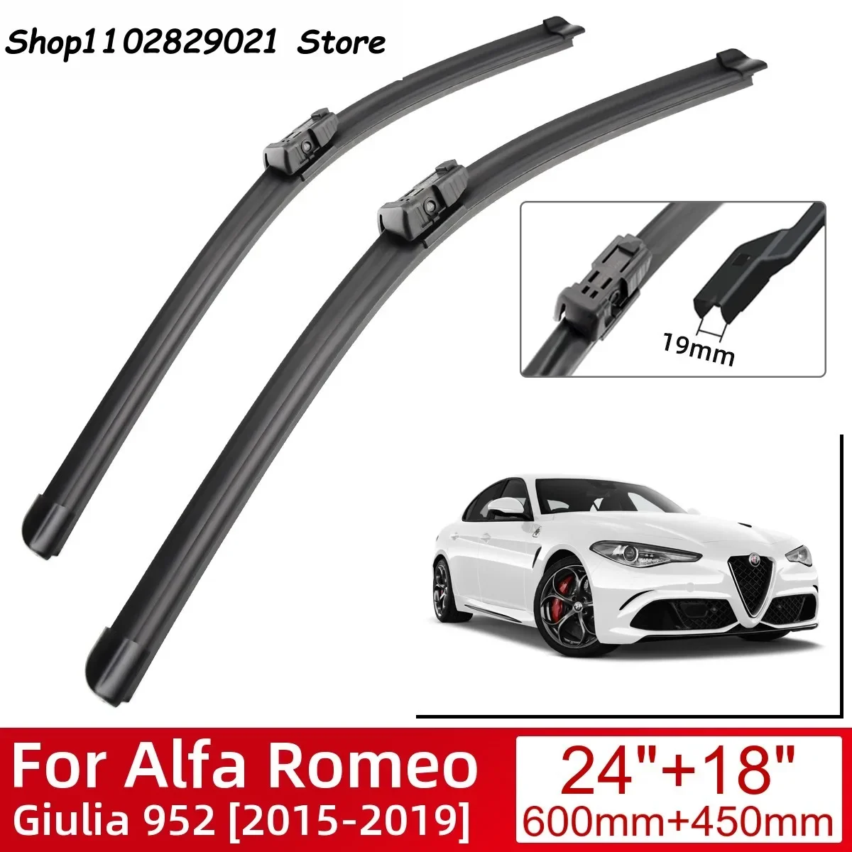 

For Alfa Romeo Giulia 952 2015-2019 Car Accessories Front Windscreen Wiper Blade Brushes Wipers 2019 2018 2017