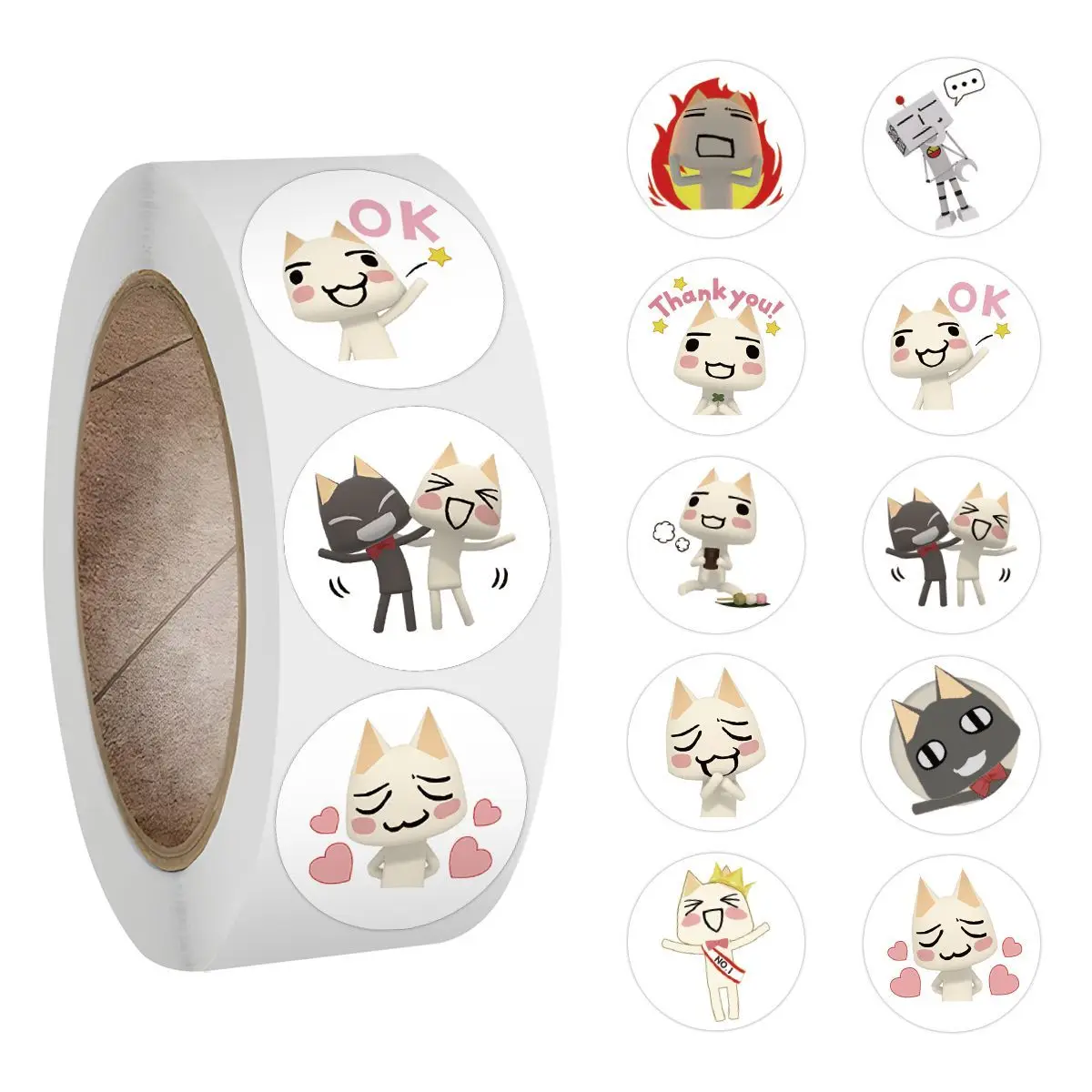 500 Stück/Rolle Cartoon Doro Katzen-Aufkleber Inoue Toro Aufkleber für Gepäck, Koffer, Skateboard, Handy, Tagebuch, Graffiti, Dekorationen, Geschenk, Spielzeug