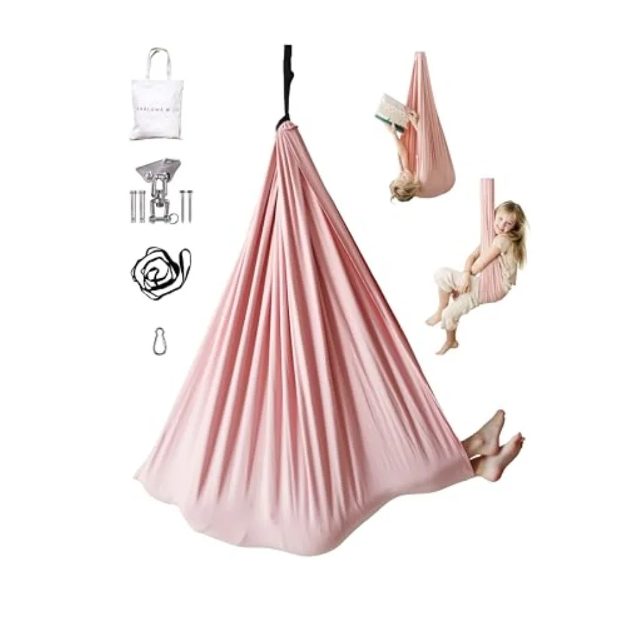 

Indoor Outdoor Double Layer Cotton Sensory Compression Swing for Special Needs Therapy Holds 200 lbs 360 Swivel Hardware Includ