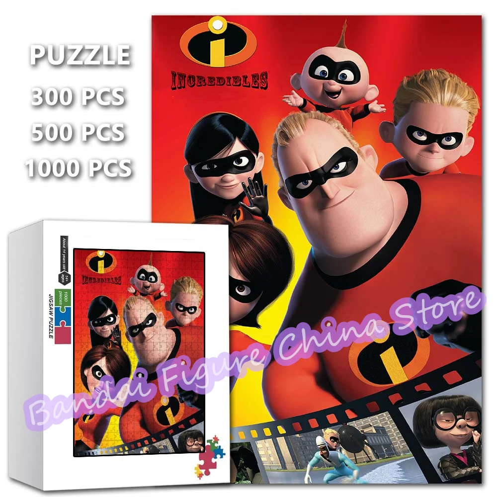 

Disney Movies The Incredibles Puzzle Superhero Bob Family Figure 108/200/300/500/1000 Pieces Jigsaw Puzzles Educational Toys