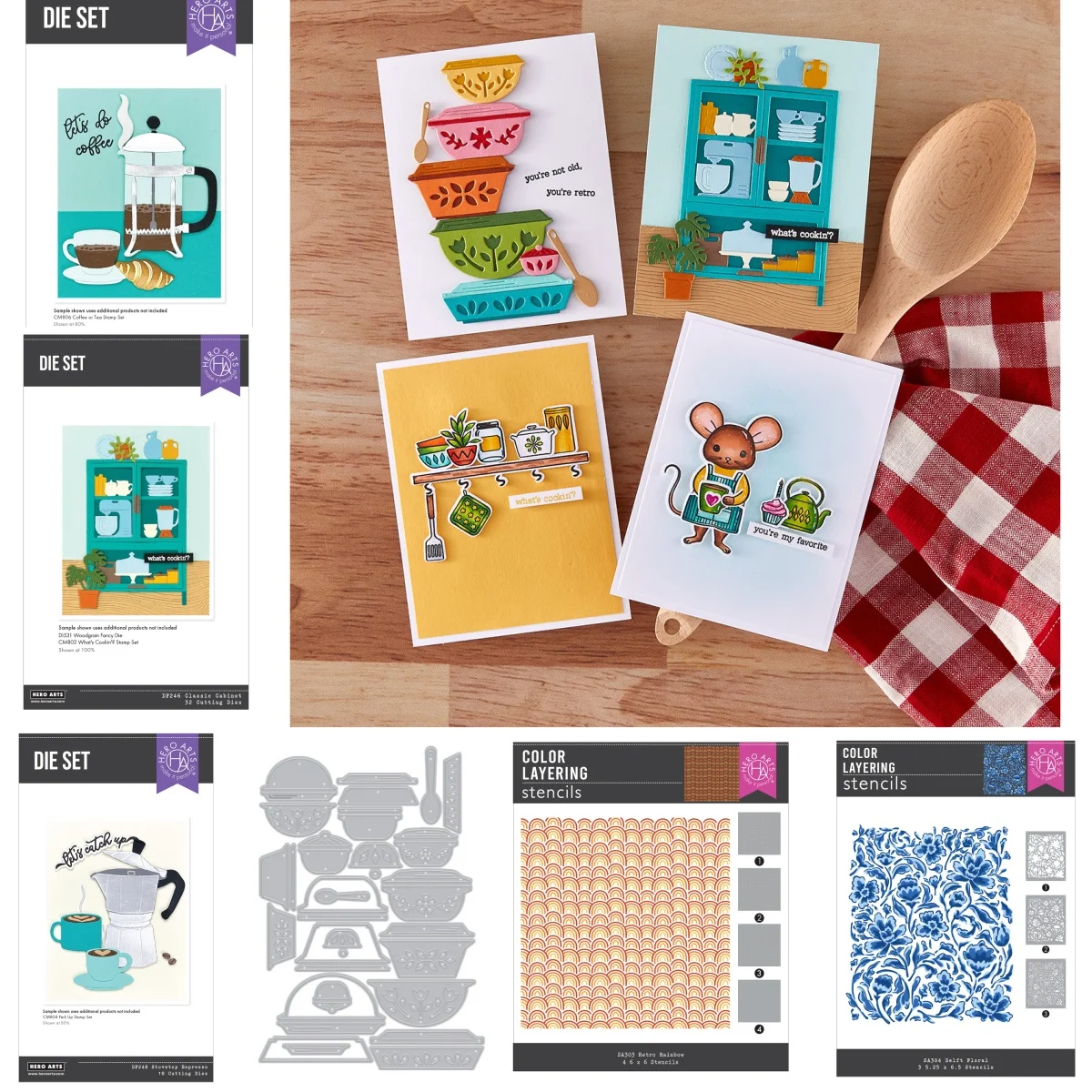 2025 cafeína croissant caçarola corte de metal dados retro arco-íris estêncil diy fazendo cartão scrapbook artesanato modelo decoração