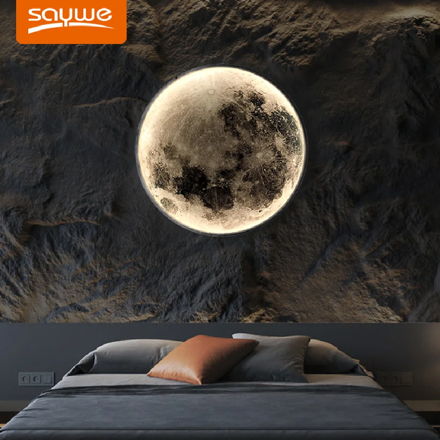 

Modern LED Moon Wall Lamp Minimalist Mural Indoor Lighting For Bedroom Background Wall Living ROOM Decorative Bedside Lights