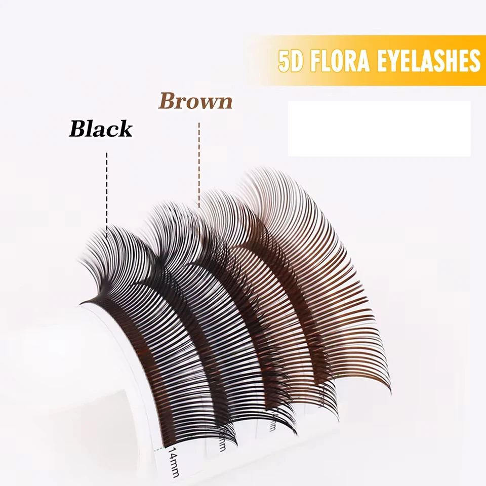 Lashprofessor  5D Flower Volume Spike Eyelashes Brown Black Soft Natural Russia Style Anime Flora Mascara Effect Makeup Cillos