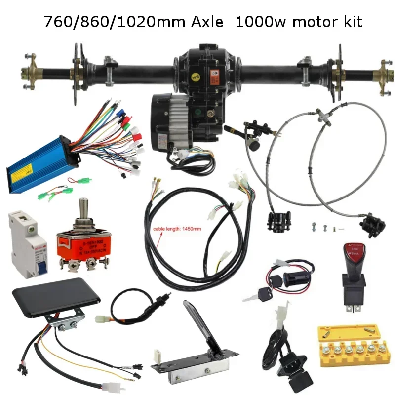 

Комплект задней дифференциальной оси 30 дюймов/32 дюйма/40 дюймов, 48 В, 1000 Вт, контроллер скорости двигателя, бесщеточный жгут проводов для мотоцикла для картинга, гольф-кара, квадроцикла