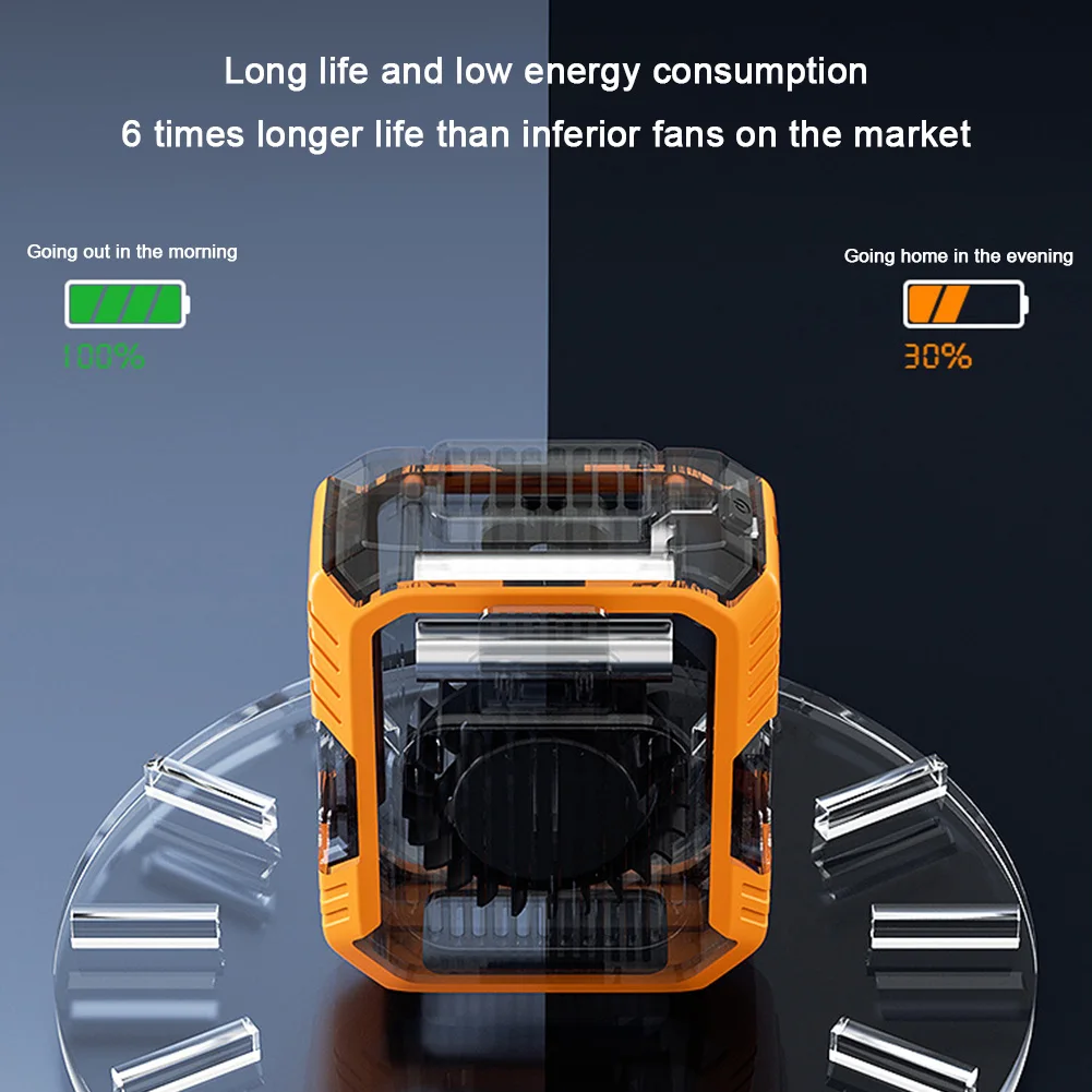 2025 مروحة صغيرة محمولة معلقة الرقبة/الخصر USB 4000mAh مروحة قابلة للشحن للصيف التخييم في الهواء الطلق التنزه تسلق الجري الرياضة #6