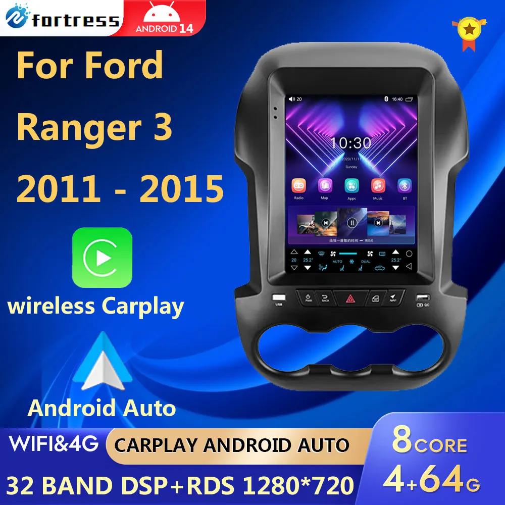 9.7Android Car Radio For Ford Ranger 2012 2din car Multimedia Player Carplay Autoradio GPS Navigation DSP WiFi FM CE