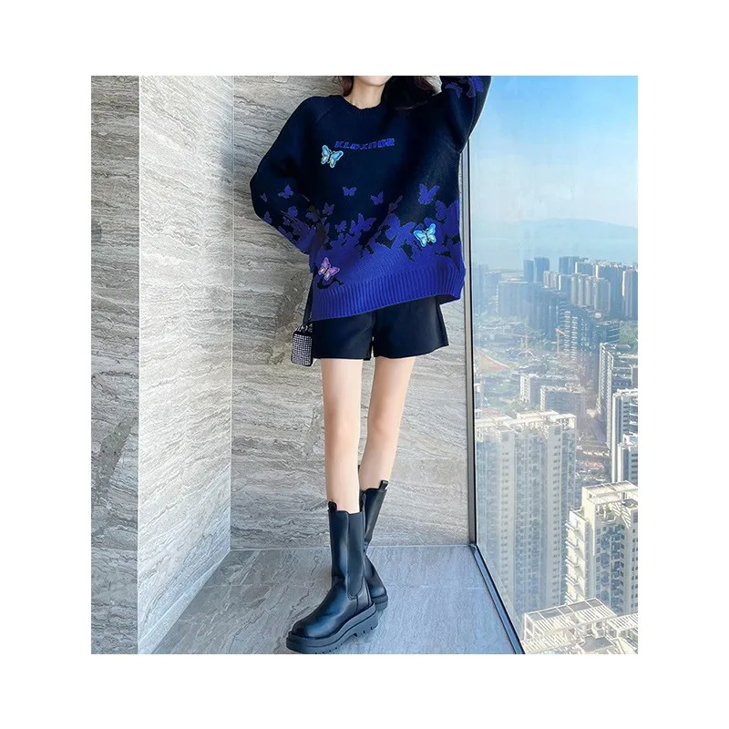 Autumn/Winter 2024 Fashion Sweater Loose Over A Diamond-shaped Pile Neck Fashion Top