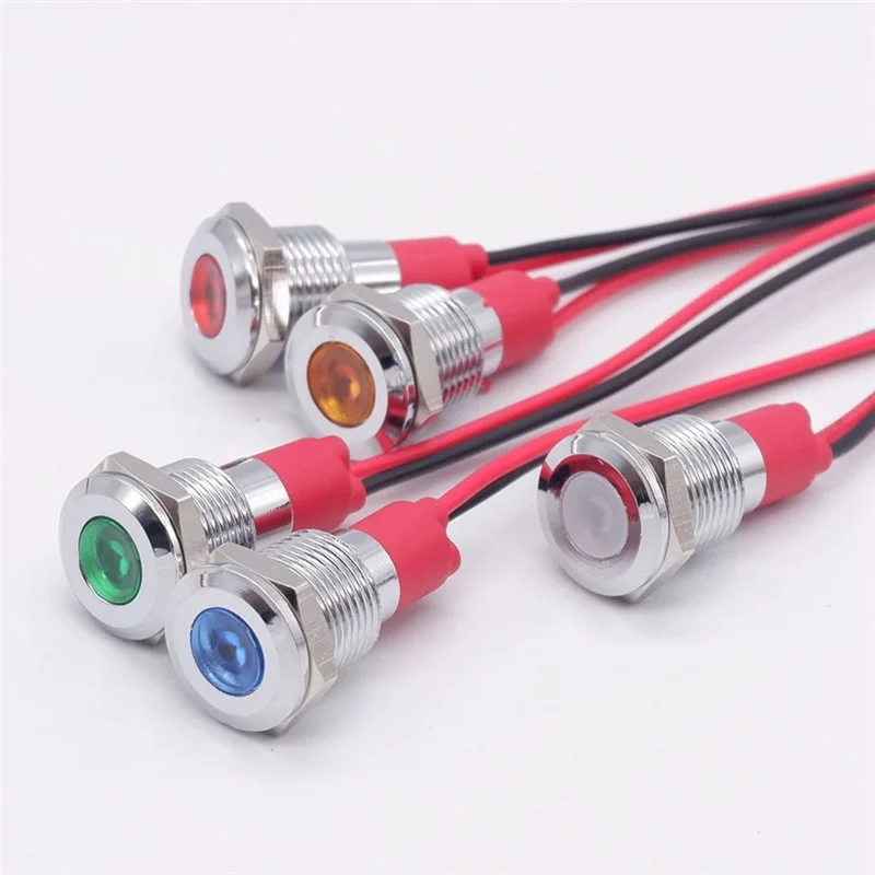 B44C 20Pcs 6Mm Metal LED Warning Indicator Light Signal Lamp Pilot Onboard Display Lights With Wire 3V