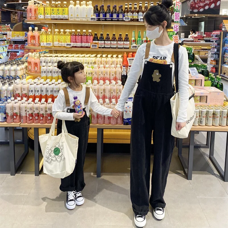 

Mother Daughter Matching Clothes Mommy And Me Outfits Mom Kids Sets Girl Denim Jumpsuit Korean Women's Children's Overalls Pants