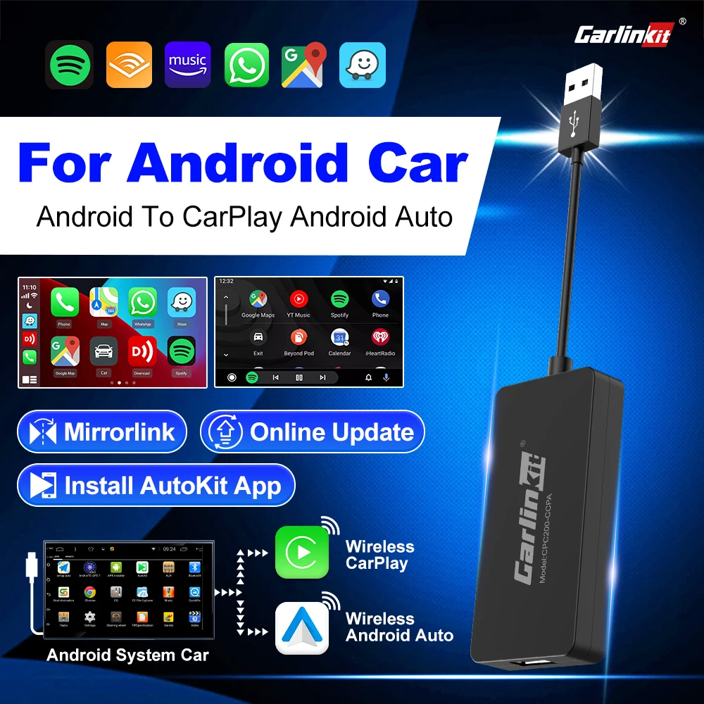 

Беспроводной USB-адаптер CCPA CarlinKit CarPlay для автомобилей с неоригинальными системами Android, беспроводной Android Auto, Mirrorlink, разделенный экран