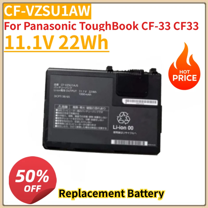 

High Quality New 11.1V 22Wh 1990mAh Laptop Battery CF-VZSU1AW CF-VZSU1BW for Panasonic ToughBook CF-33 CF33