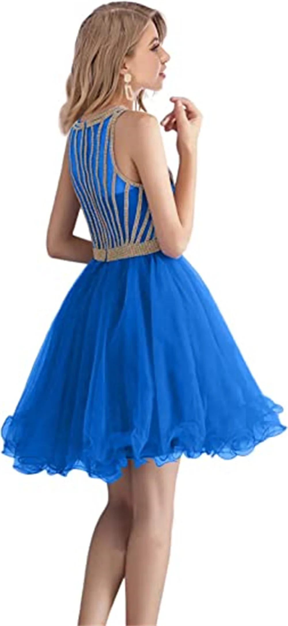 2022 Nieuwe Korte Homecoming Jurken Elegant Tulle Puffy Crystal Kralen Junior Prom A-lijn Mouwloos Vestido فساتين حفلات التخرج