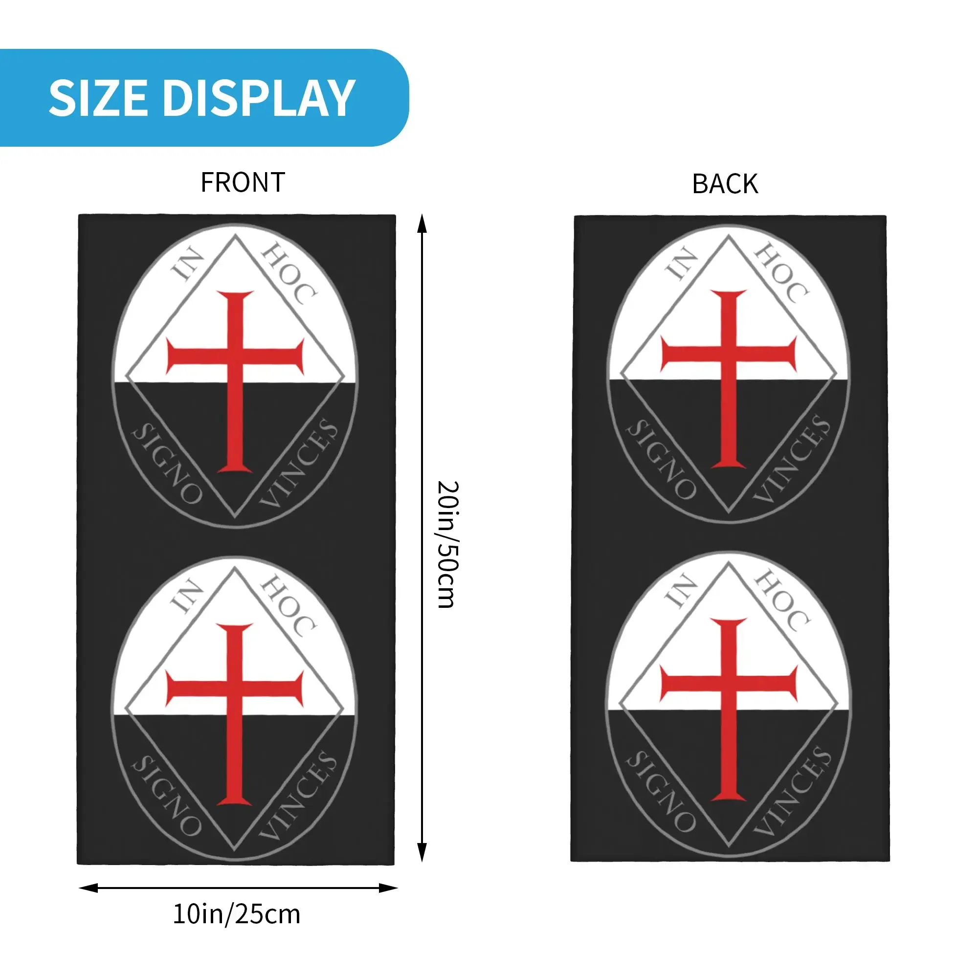 New Templar Knight Jerusalem Cross Seal Medieval Warrior Symbol Bandana Neck Gaiter Running Wrap Scarf Headband Warmer Face Scar