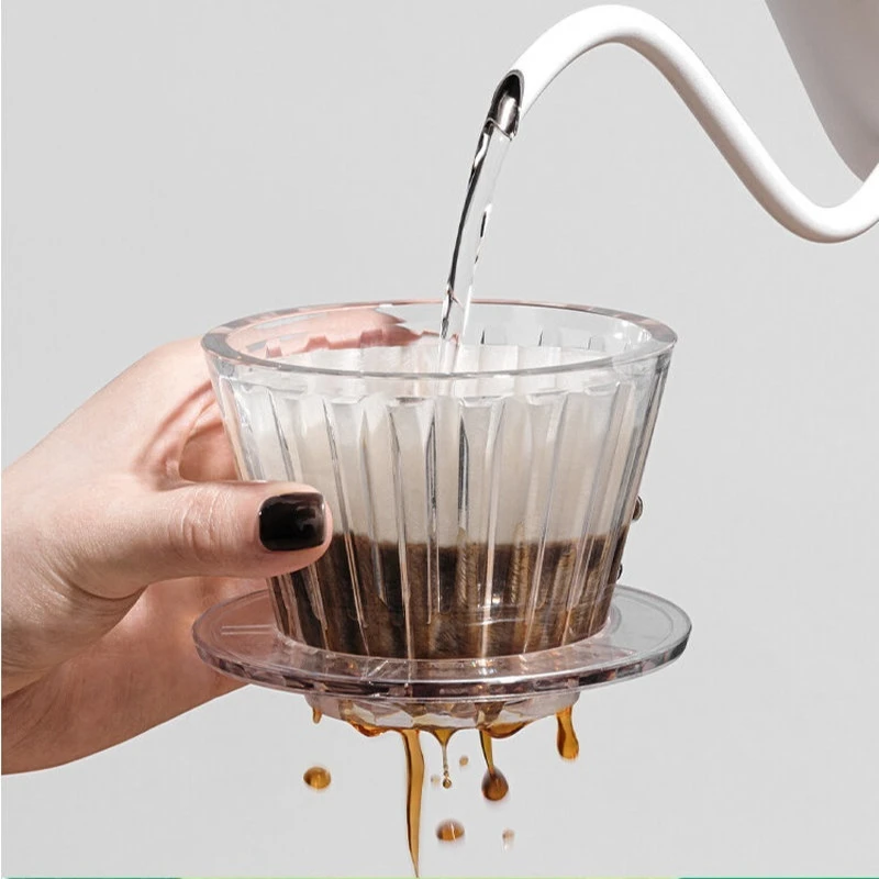 Timemore B75 Pour Over Coffee Dripper Transparent Glass Flat Bottom Cake Dripper Golden Dragon Cup Home Brewing Tool