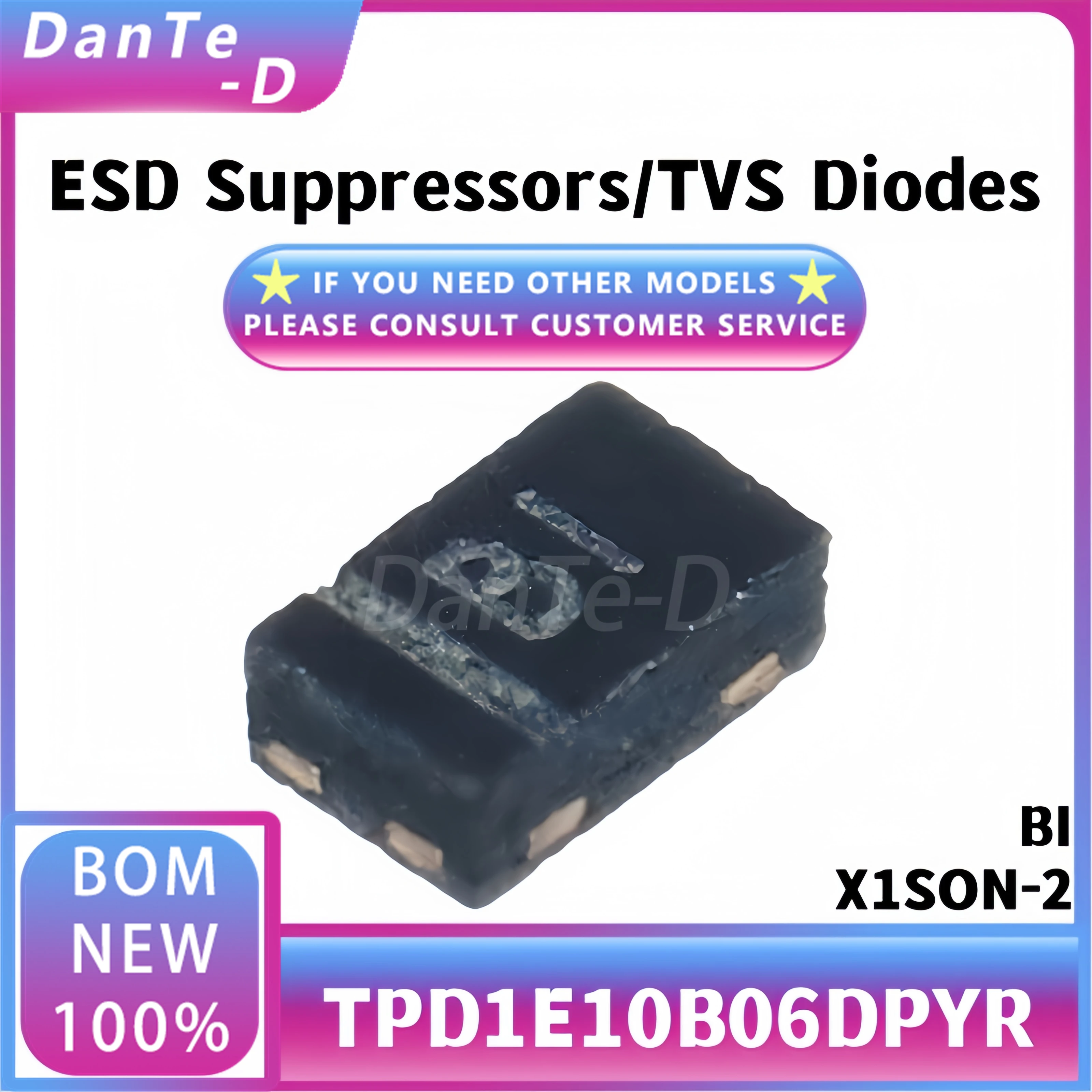 Silkscreen original BI Single Channel, diodo de proteção ESD, TPD1E10B06DPYR X1SON-2, 20pcs