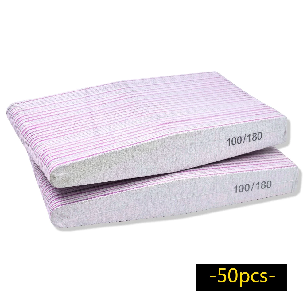 50 stücke Nagel Dateien 100/180 Grit Nagel Dateien Doppel Seite Schleifpapier Nagel Schleifen Schleifen Gel Nagellack Nagel Liefert maniküre Werkzeug