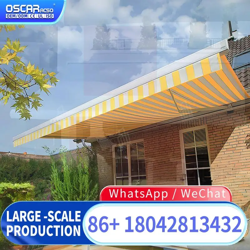 Outdoor Patio Retractable Waterproof Sunshade Canopy Ideal for Gardens Patios Balconies  Retractable Awning