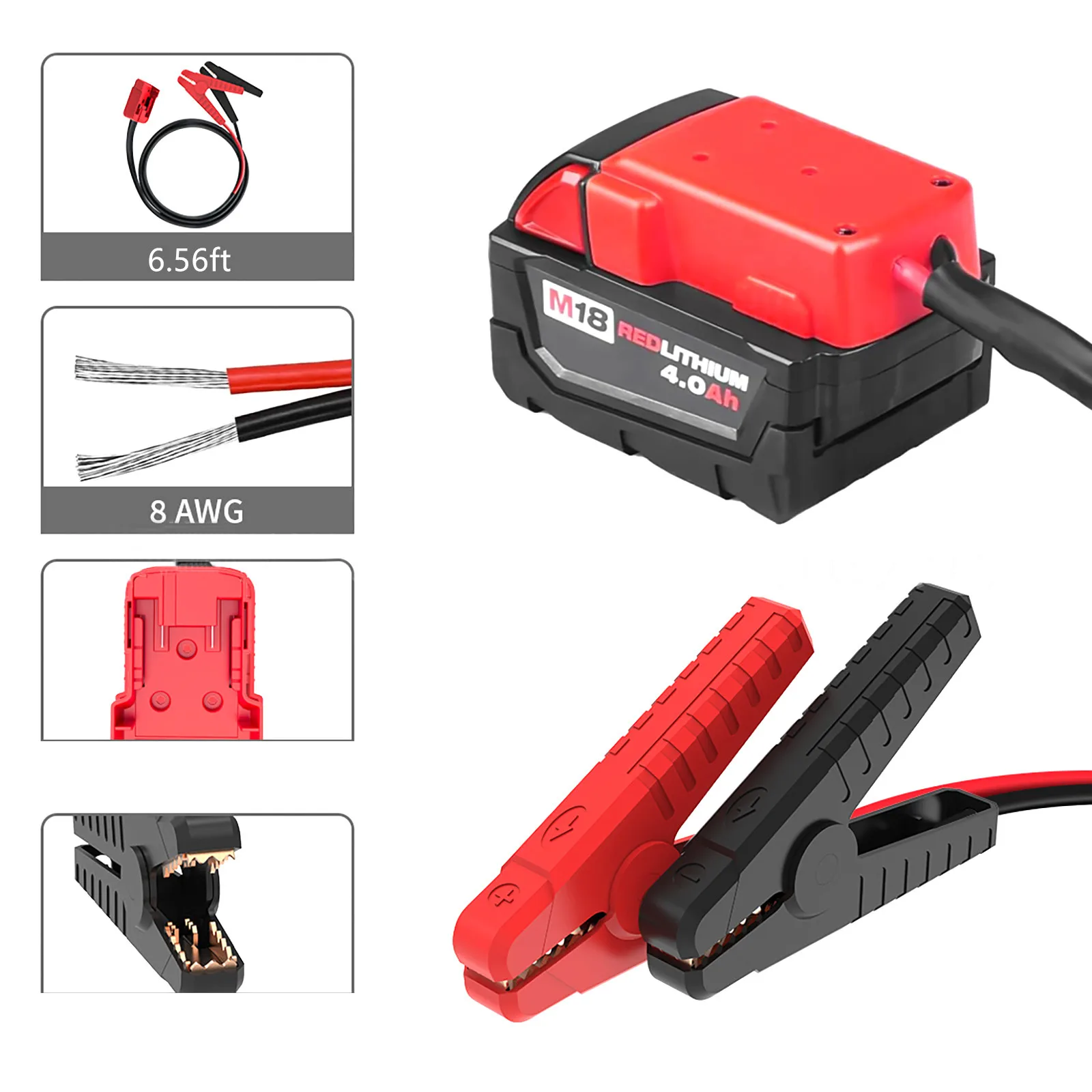 Car Battery Igniter Automotive Emergency Power Kit 8 AWG 6.56FT Cable Tooling Cord Jump Kit For Milwaukee 18V M18 Jump Starter