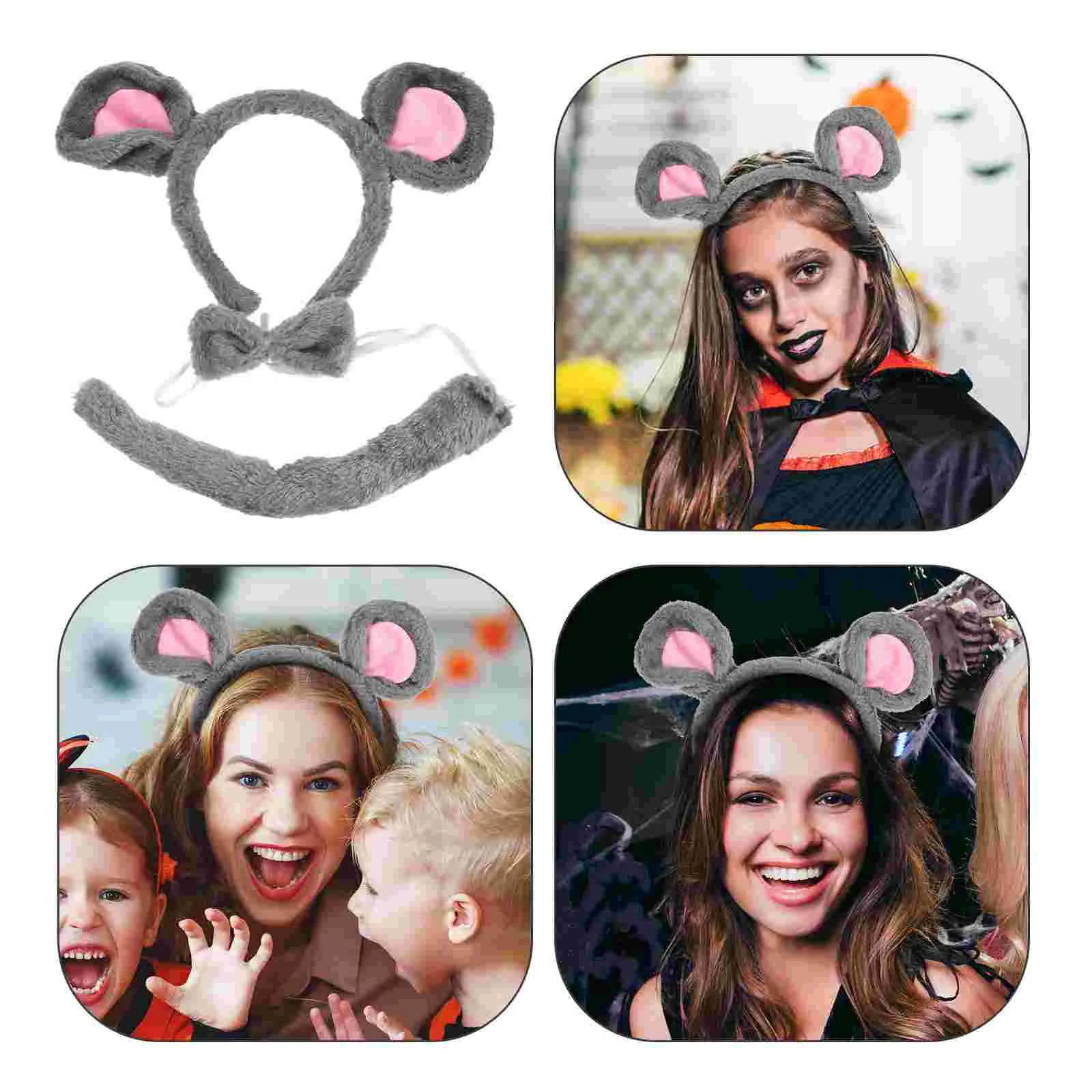 

Supplies Rat Headdress Child Mouse Grey Ears Adult Fabric Animal Costume Headband