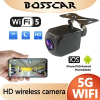 BOSSCAR-cámara de visión nocturna inalámbrica Universal, cámara de visión trasera HD para coche, impermeable, Wifi, cámara de marcha atrás, 5V, USB, 12V, compatible con Android IOS