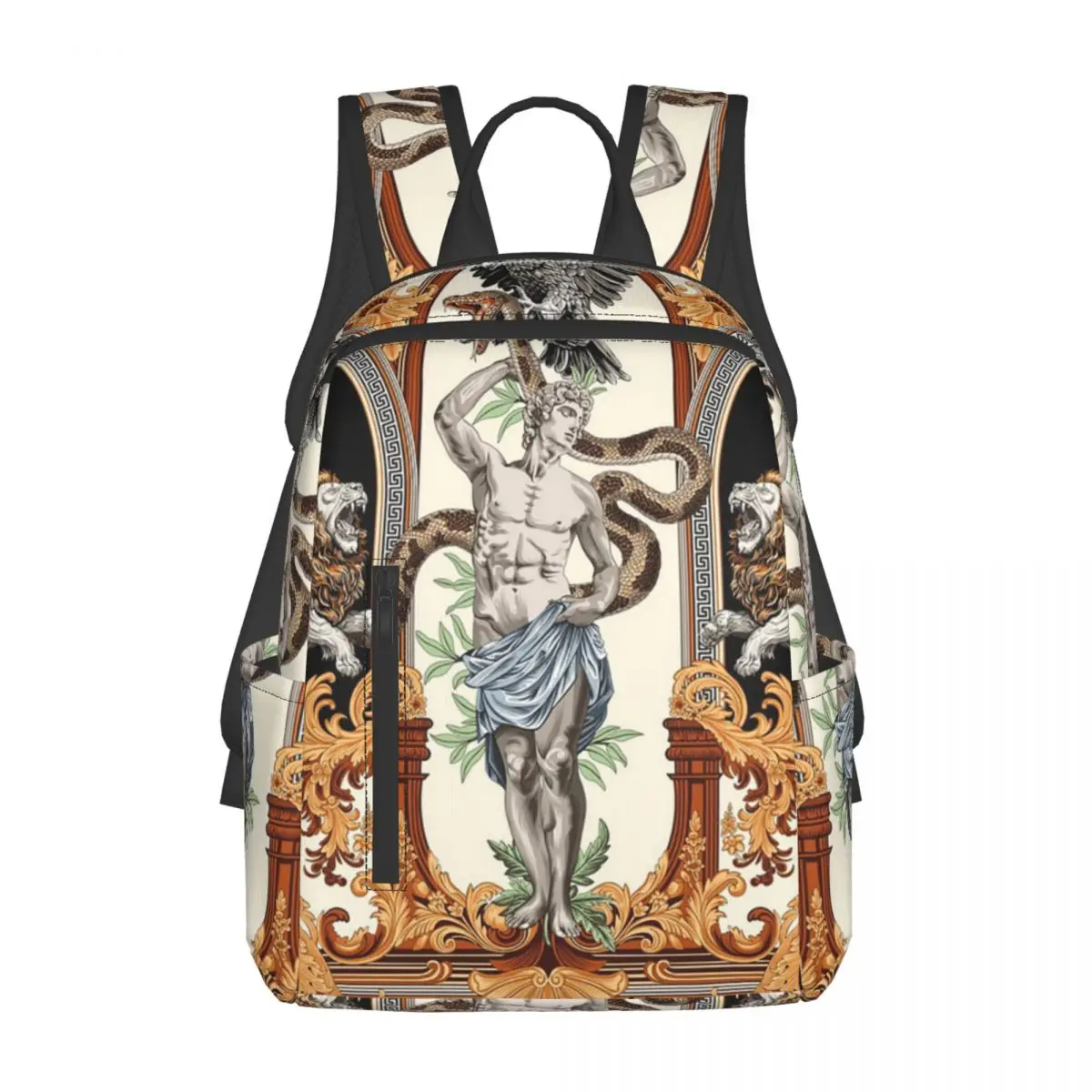 アポロの描写古代ギリシャ神話バックパックデイパック大容量キッズブックバッグスクールバッグショルダーバッグ男性女性用