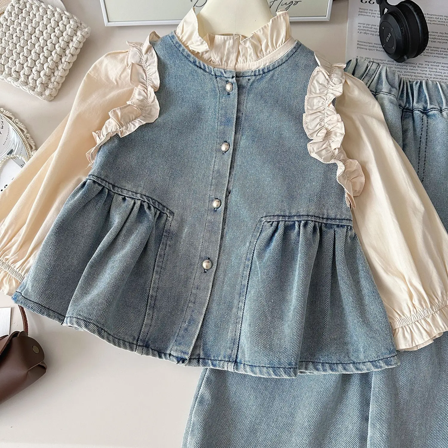 

Child Tracksuit korean Reviews Many Infant Clothes Girls Tracksuit Vest Shirt Pants 3pcs