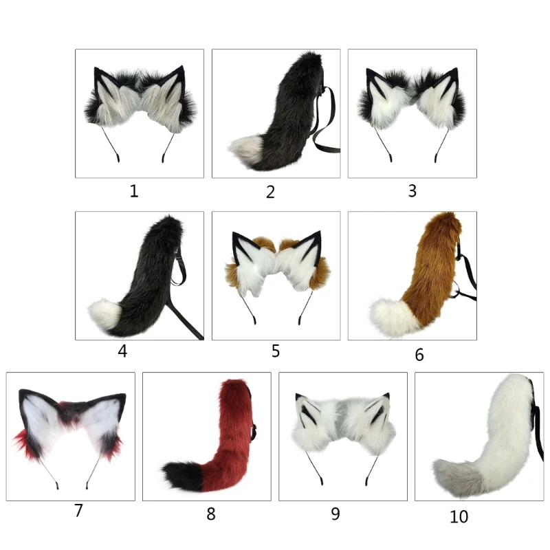 634C Women Cosplay Headband Animal Tail Furry Wolf Wolf Halloween Cosplay Party Tools