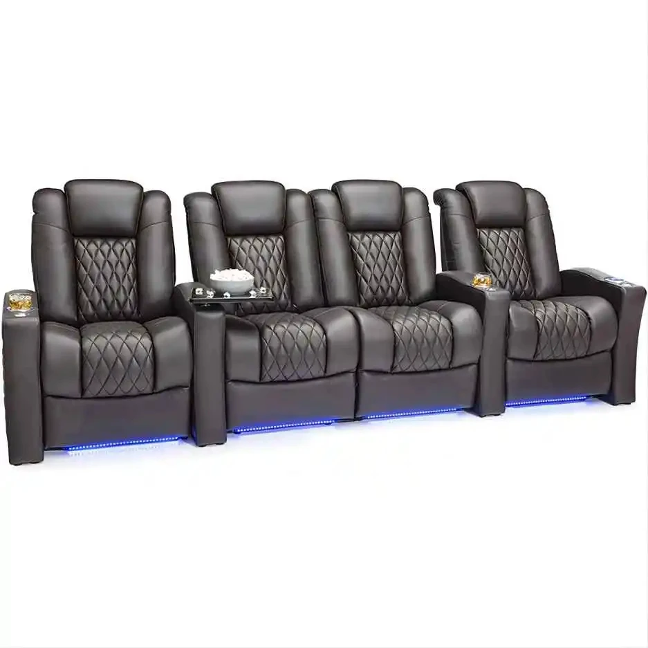 

Dual Motors Electric Recliner Massage Chair Theater Living Room Sofa Functional Genuine Leather Couch Cinema Double Power Seats