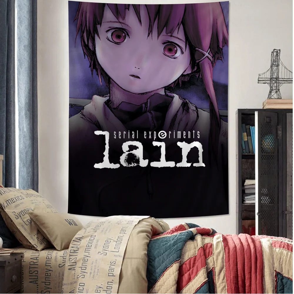 

Serial Lain Anime Cartoon Tapestry Hippie Flower Wall Carpets Dorm Decor Art Home Decor